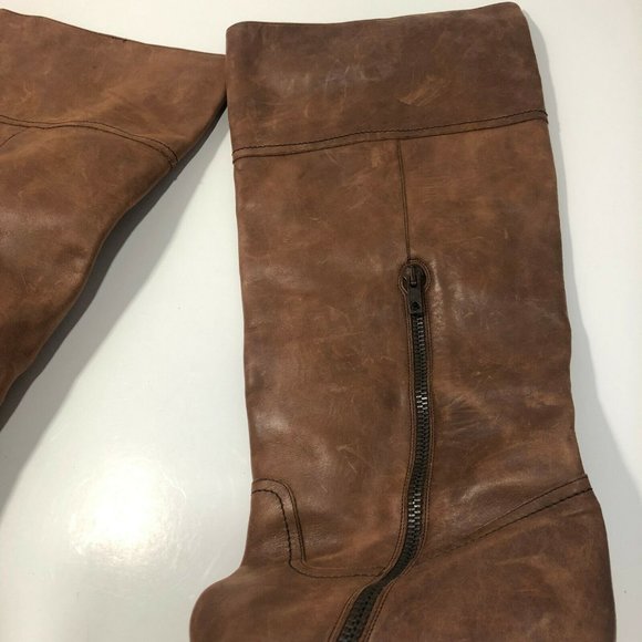 J. Crew Nottingham Leather High Heel Tall Boots 16950 Brown Size 10 Made N Italy - Picture 7 of 11